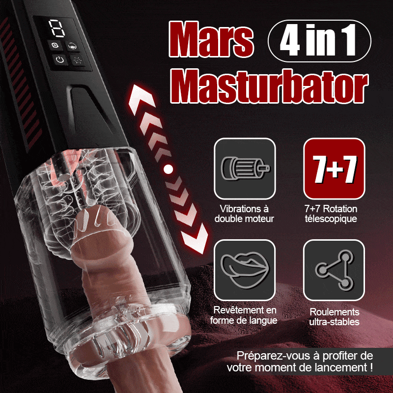 Mars - Oral Dominator 7 Vibration 7 Rotation 7 Back and Forth 4-in-1 Masturbator with Dual Motors