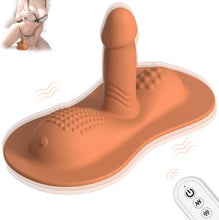 Load image into Gallery viewer, Dual Dildo Rider Thrust &amp; Grind Hands-Free Pad Vibe