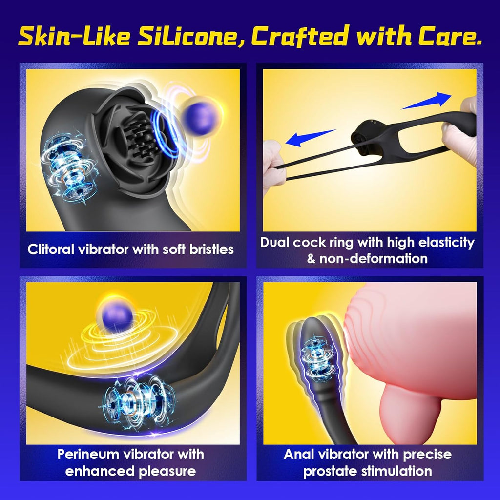 Double Penis Ring Stimulate Erection 10X Vibrating Cock Ring