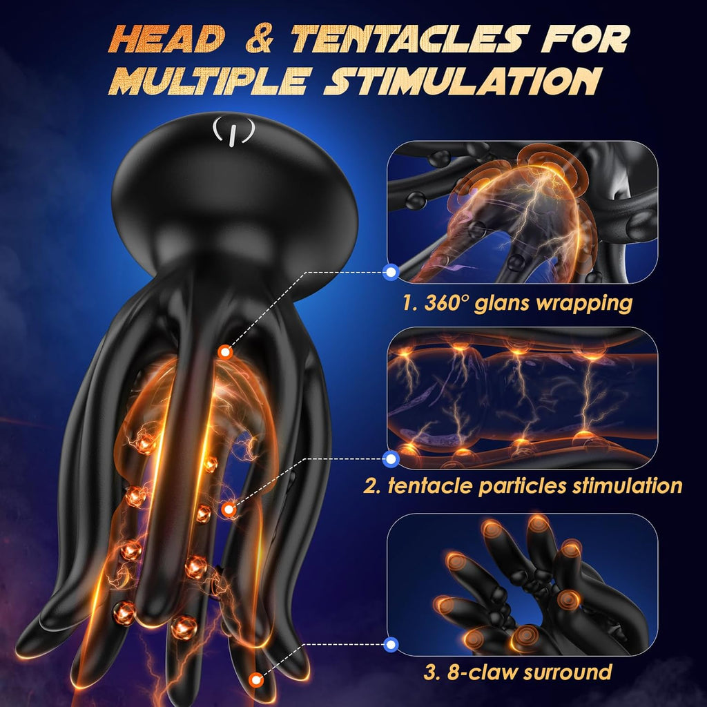 Male Sex Toys for Men Tentacle Shaped Penis Vibrator - Male Masturbator Couples Sex Toy with 10 Vibrating 360° Wrapping for Glans Clit Nipple Stimulation, Handheld Adult Toys for Men Women