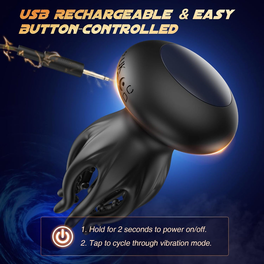 Male Sex Toys for Men Tentacle Shaped Penis Vibrator - Male Masturbator Couples Sex Toy with 10 Vibrating 360° Wrapping for Glans Clit Nipple Stimulation, Handheld Adult Toys for Men Women