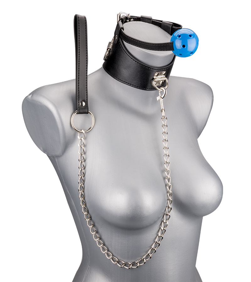 Ball gag and leather collar