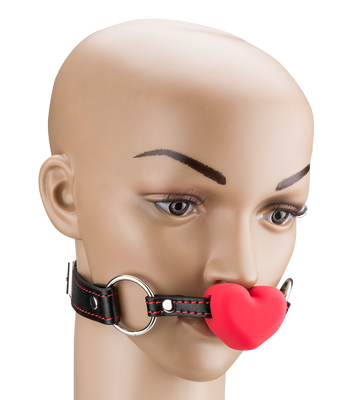 Faux leather ball gag with silicone heart