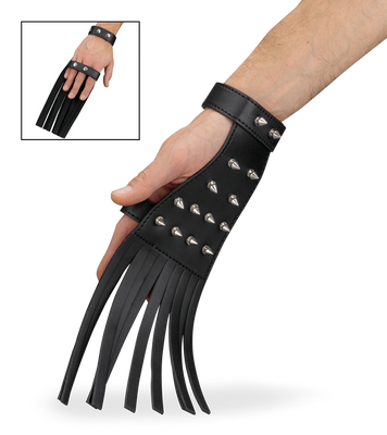 Faux leather spiked flogger glove