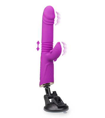 Flip thrusting rabbit vibrator with suction cup