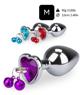 Heart-shaped rosebud anal jewel with bells