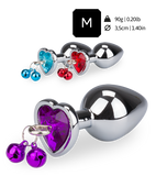 Heart-shaped rosebud anal jewel with bells
