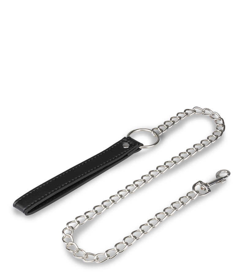 Leather bondage collar with chain lead