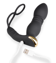 Load image into Gallery viewer, Luck thrusting and vibrating butt plug with cock rings