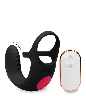 Shape vibrating double cock ring and testicle massager