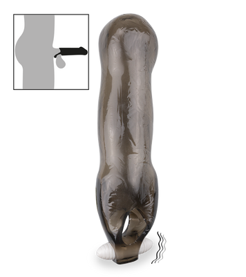 Smooth translucent black vibrating penis sleeve