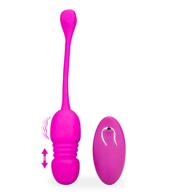 Speechless remote-controlled thrusting vibrating love egg