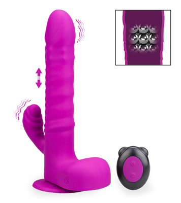 Thrusting suction-cup rabbit-style vibrator